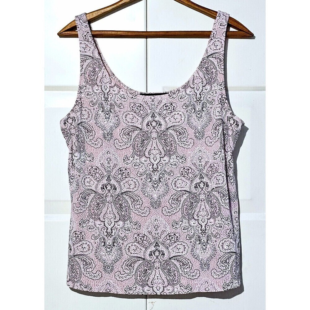 ALEX EVENINGS Pink Black Sparkle Sleeveless Women Blouse (L)